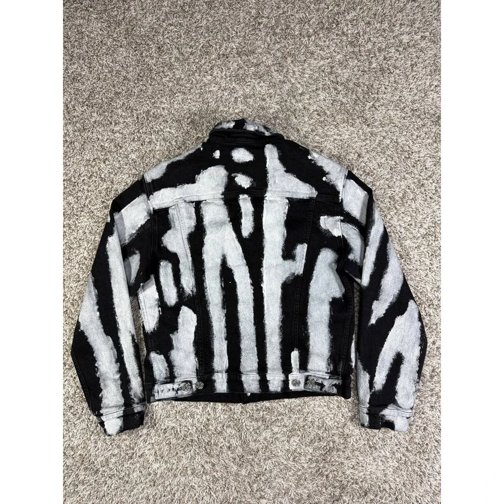 RTA Black White Elmer Denim Jacket Men's Size Small Itallian Fabric